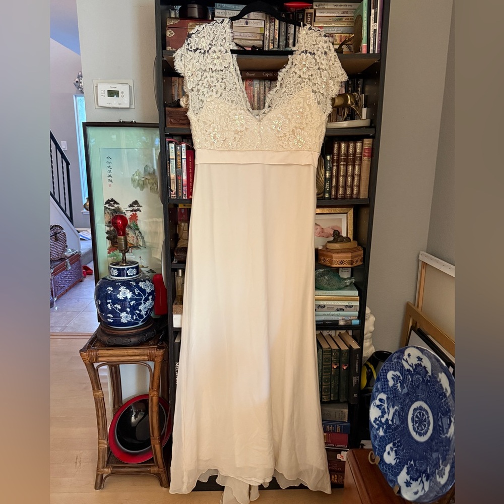 Tadashi Shoji Silk Gown lace beaded sequins | Bridal Evening Dress | US 10